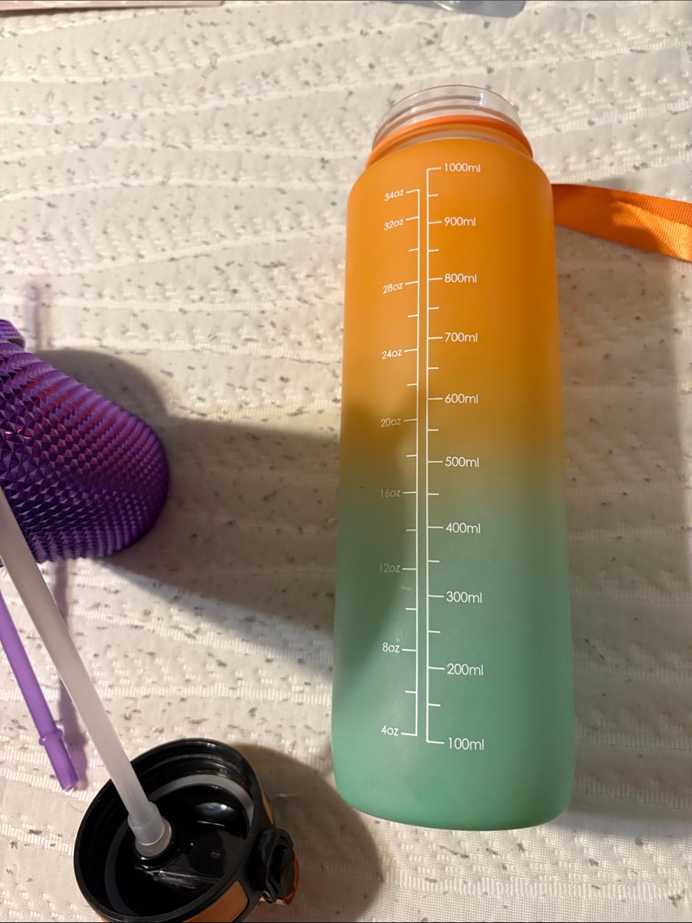 Purple Textured Tumbler & Orange-Green Gradient Water Bottle - Picture 9 of 10